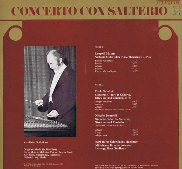 Münchener Kammerorchester, Hans Stadlmair, Karl-Heinz Schickhaus, Leopold Mozart, Paolo Salulini, Niccolò Jommelli : Concerto Con Salterio  Sinfonie D-Dur "Die Bauernhochzeit" / Concerto G-Dur / Sinfonia G-Dur (LP)