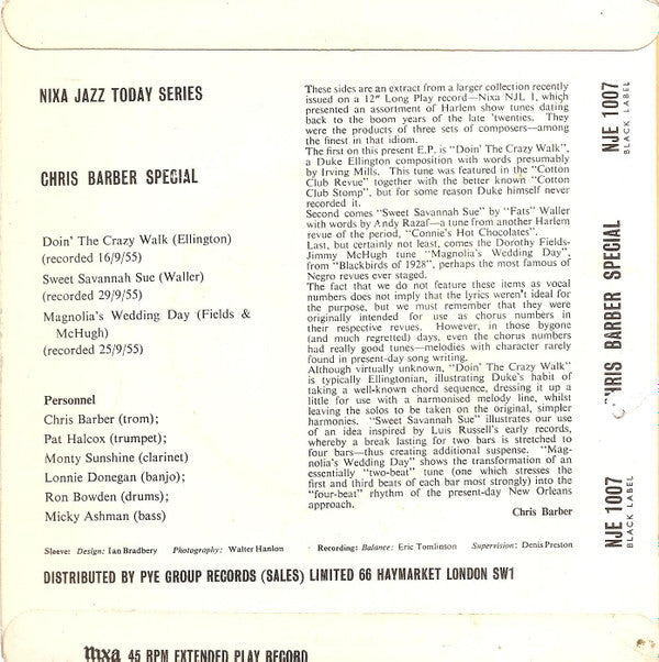 Chris Barber's Jazz Band : Chris Barber Special (7", EP)