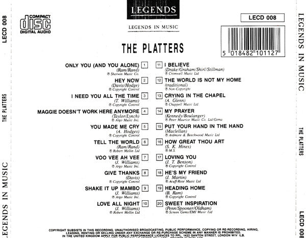 The Platters : Legends In Music (CD, Comp)