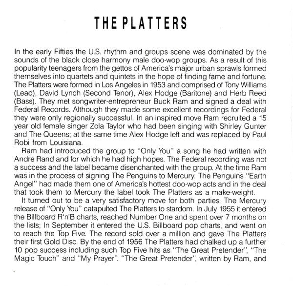 The Platters : Legends In Music (CD, Comp)
