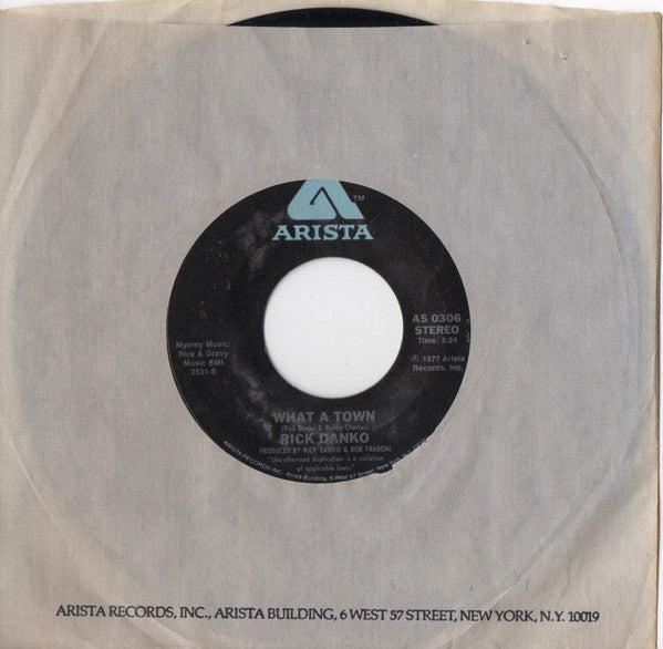 Rick Danko : What A Town (7", Single)