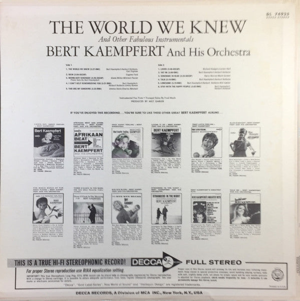 Bert Kaempfert & His Orchestra : The World We Knew (LP, Album)