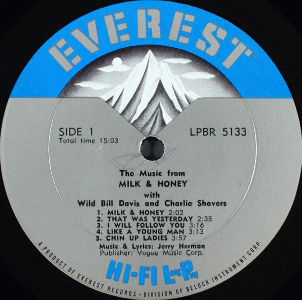 Wild Bill Davis, Charlie Shavers : The Music From Milk & Honey (LP, Album, Mono)
