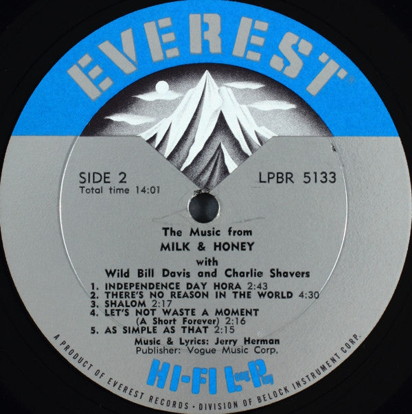 Wild Bill Davis, Charlie Shavers : The Music From Milk & Honey (LP, Album, Mono)