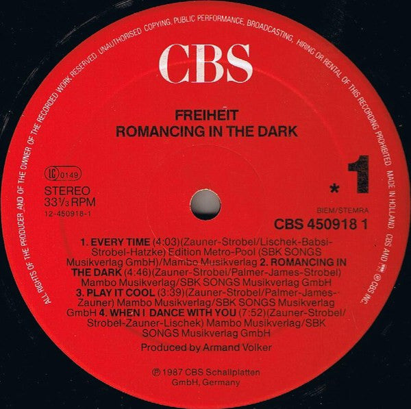 Freiheit* : Romancing In The Dark (LP, Album)