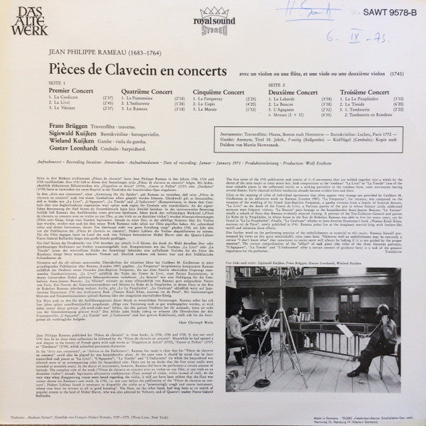 Gustav Leonhardt - Jean-Philippe Rameau : Pièces De Clavecin En Concerts (LP, Album, RE)