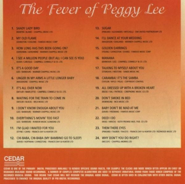 Peggy Lee : The Fever Of Peggy Lee (CD, Comp, RM)