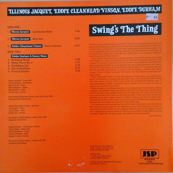 Illinois Jacquet, Eddie "Cleanhead" Vinson, Eddie Durham : Swing's The Thing (LP, Comp)