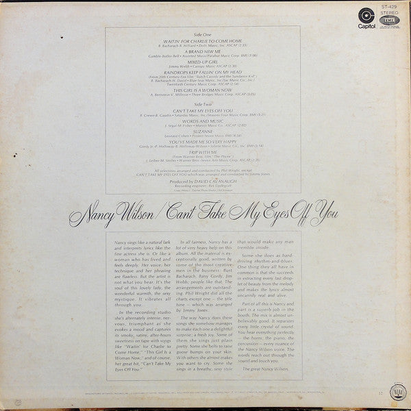 Nancy Wilson : Can't Take My Eyes Off You (LP, Album)