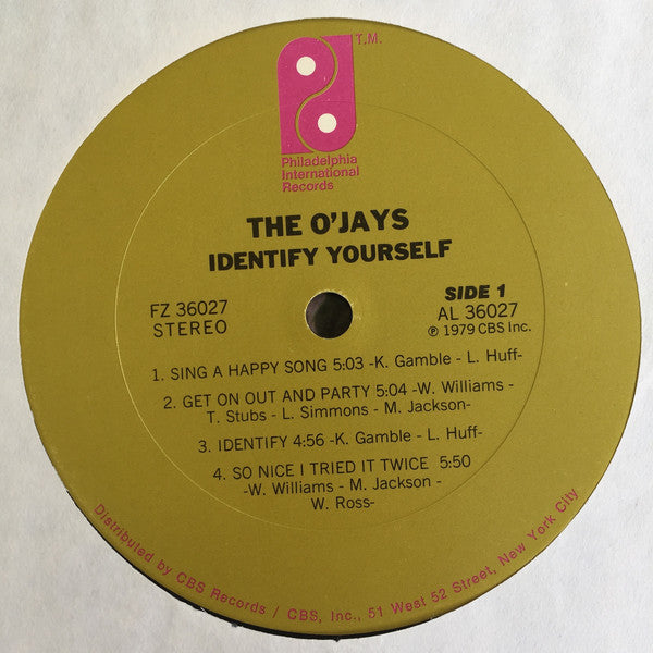The O'Jays : Identify Yourself (LP, Album, San)