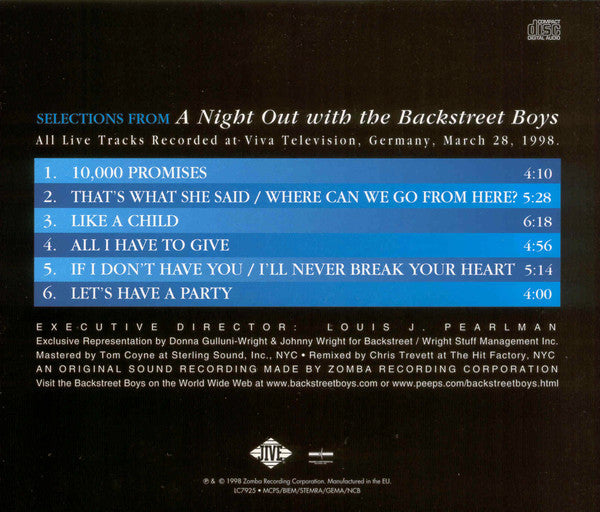 Backstreet Boys : A Night Out With The Backstreet Boys (VHS, PAL, Dut + CD + Box, Ltd)
