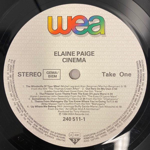 Elaine Paige : Cinema (LP, Album)