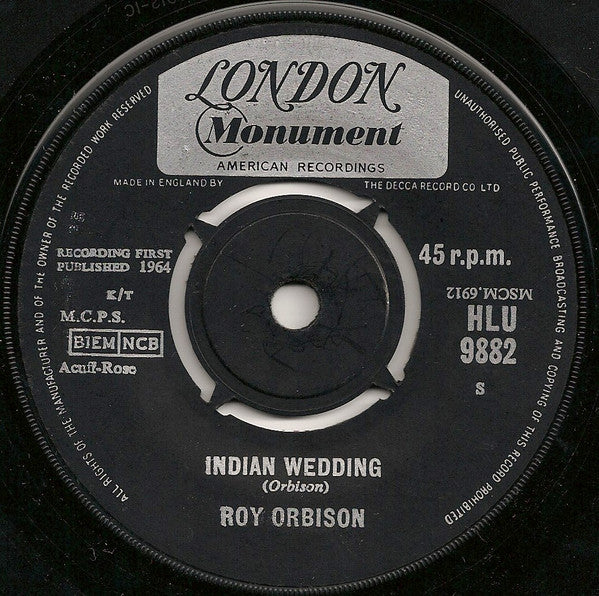 Roy Orbison : It's Over (7", Single, 4 P)