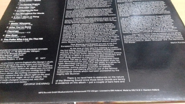 George Shearing Trio And Stéphane Grappelli : The Reunion (LP, Album)