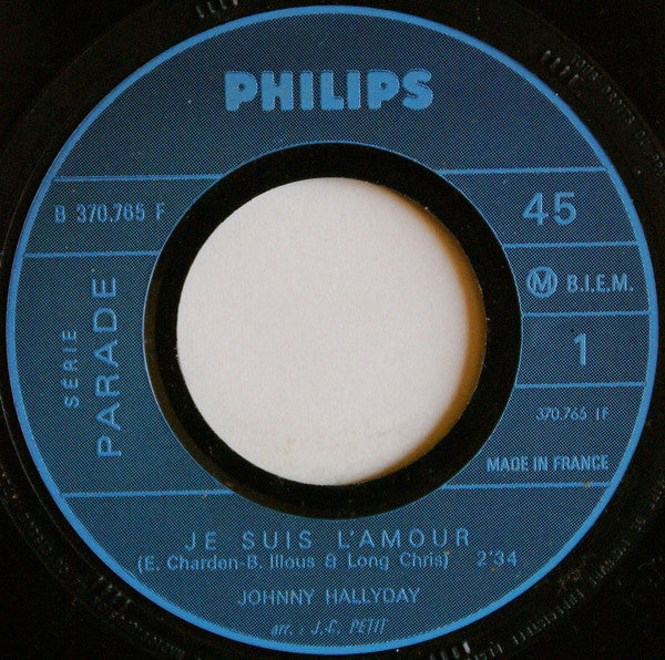 Johnny Hallyday : Je Suis L'amour / Fumée (7", Mono, Blu)