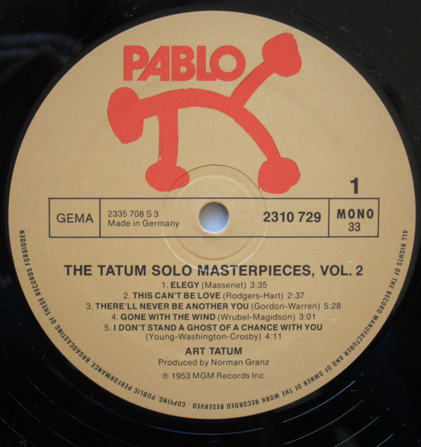 Art Tatum : The Tatum Solo Masterpieces, Vol. 2 (LP, Album)