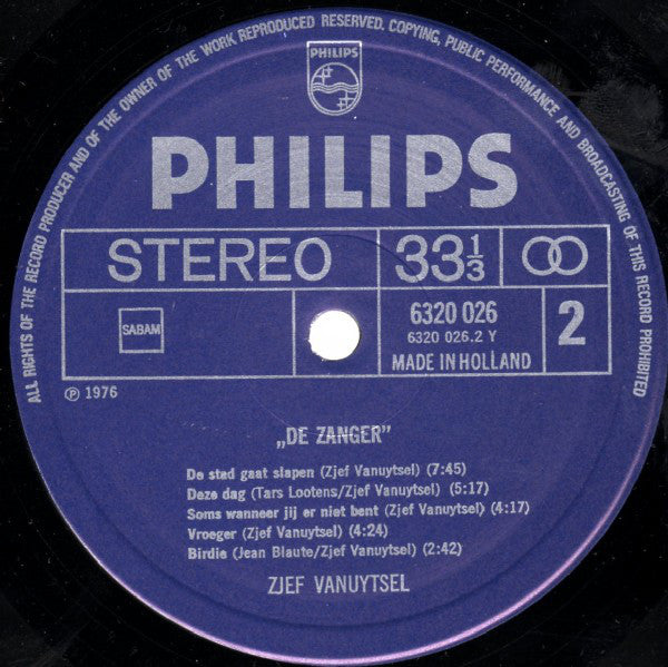 Zjef Vanuytsel : De Zanger (LP, Album)