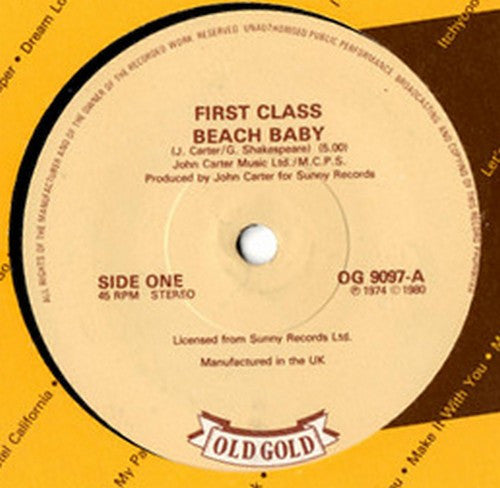 First Class (3) : Beach Baby (7", Single, lab)