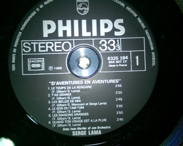 Serge Lama : D'Aventures En Aventures (LP, Album, RE)