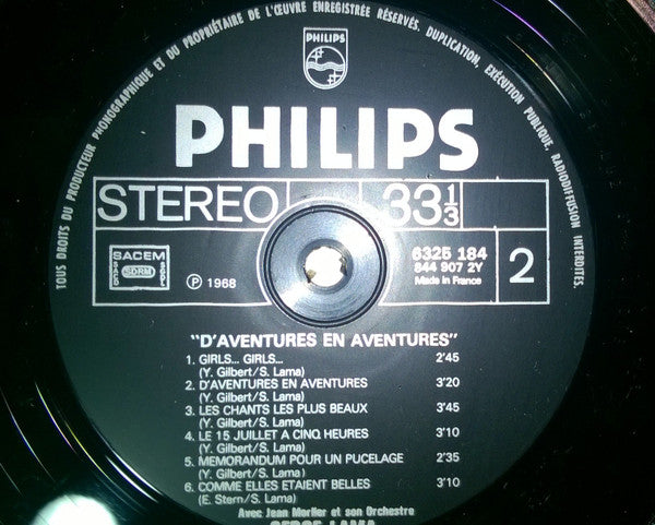 Serge Lama : D'Aventures En Aventures (LP, Album, RE)