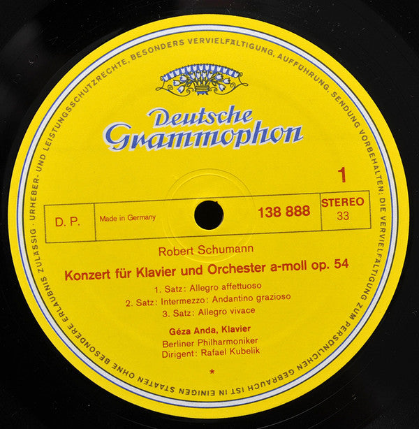 Robert Schumann ∙ Edvard Grieg, Géza Anda ∙ Rafael Kubelik, Berliner Philharmoniker : Klavierkonzerte In A-moll · Piano Concertos In A Minor (LP, Album, RE)