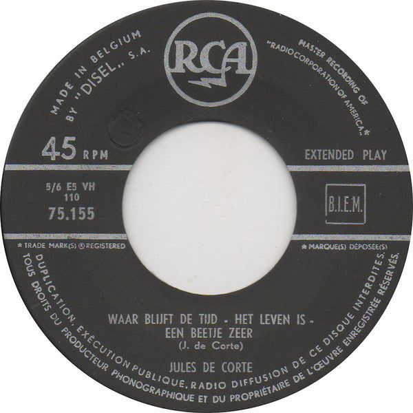Jules de Corte : Levensliedjes Volume 1 (7", EP)