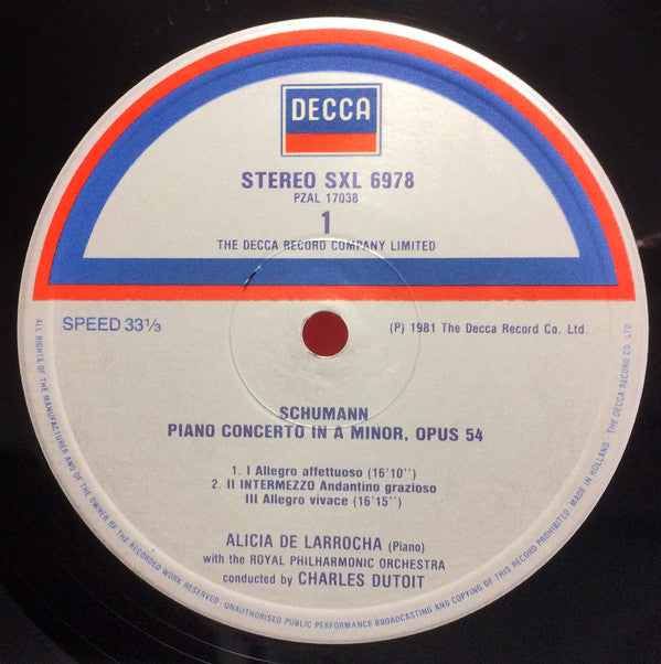 Sergei Vasilyevich Rachmaninoff / Robert Schumann, Alicia De Larrocha, Royal Philharmonic Orchestra, Charles Dutoit : Piano Concerto No. 2 = Klavier-Konzert Nr.2 / Piano Concerto = Klavier-Konzert (LP, Album)