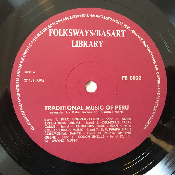 Various : Traditional Music Of Peru (LP)