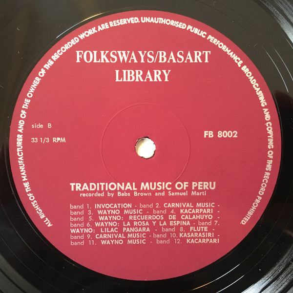 Various : Traditional Music Of Peru (LP)