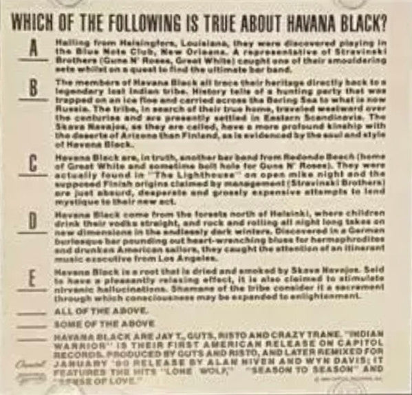 Havana Black : Lone Wolf (CD, Single, Promo)