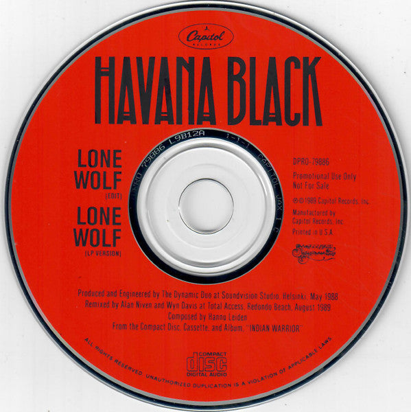Havana Black : Lone Wolf (CD, Single, Promo)
