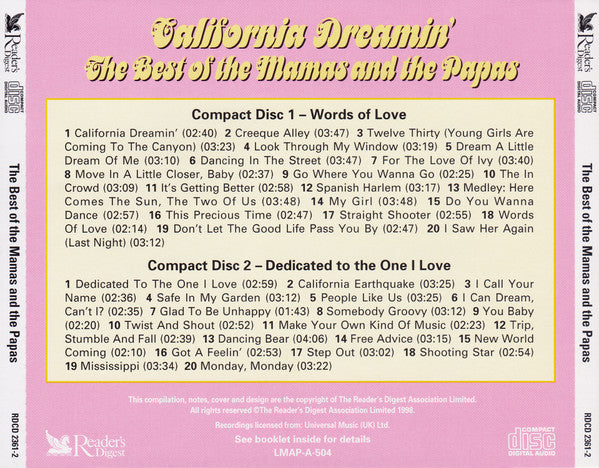 The Mamas & The Papas : California Dreamin' - The Best Of The Mamas And The Papas (2xCD, Comp)