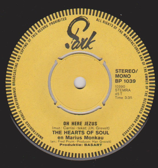 Marius Monkau, Hearts Of Soul : Oh Here Jezus (7", Single)