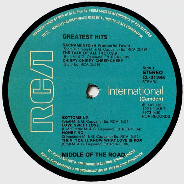 Middle Of The Road : Greatest Hits (LP, Comp)