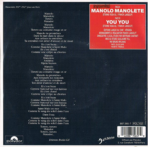 Vanessa Paradis : Manolo Manolete (7", Single)