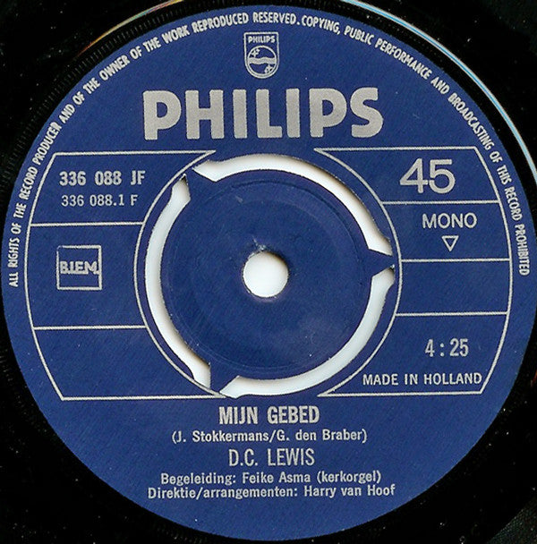 D.C. Lewis : Mijn Gebed (7", Single, Mono)