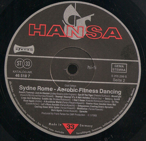 Sydne Rome : Aerobic Fitness Dancing (LP, Club, Gat)