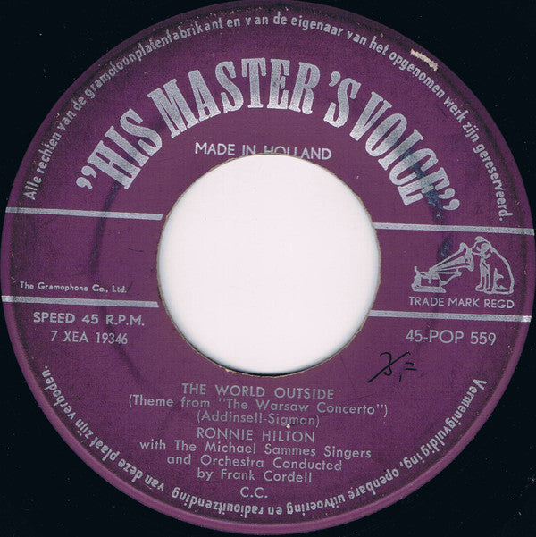 Ronnie Hilton With Mike Sammes Singers : The World Outside (7")