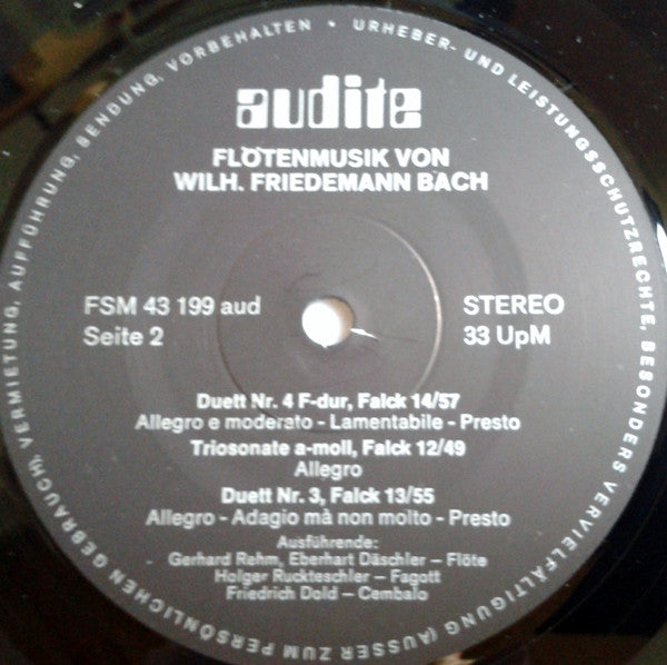 Wilhelm Friedemann Bach - Balinger Barockensemble : Flötenmusik (LP, Album)