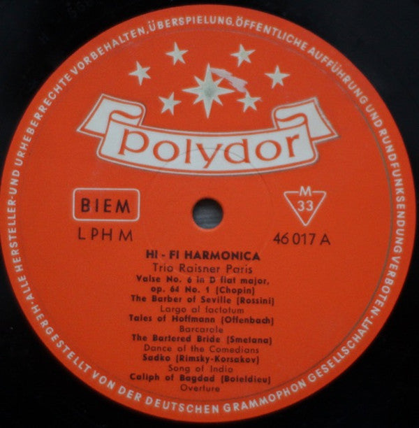 Trio Raisner : Hi-Fi-Harmonica (LP, Mono)