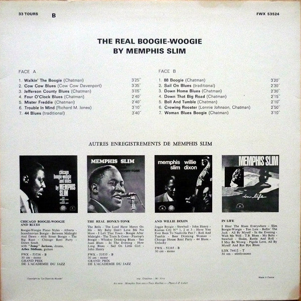 Memphis Slim : And The Real Boogie-Woogie (LP, Album, Tri)
