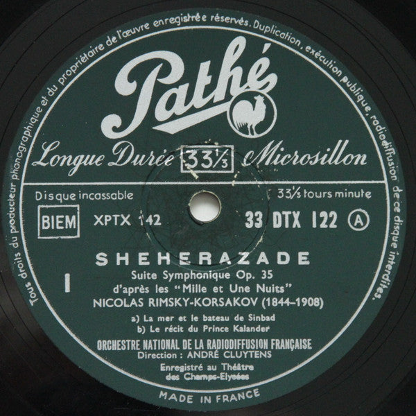 Nikolai Rimsky-Korsakov, Orchestre National De La R.T.F., André Cluytens : Shéhérazade (LP, Mono)