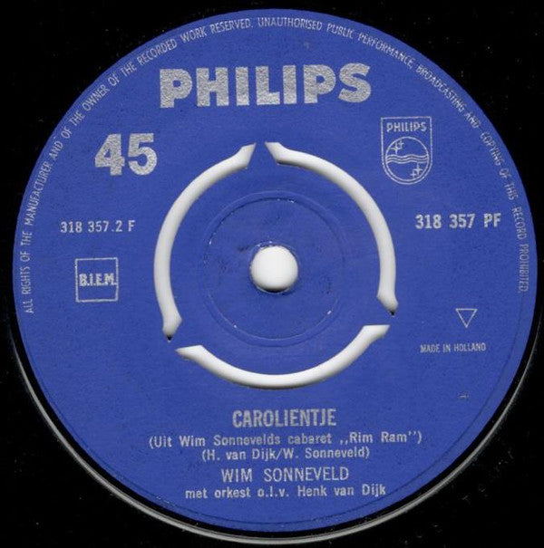 Wim Sonneveld : Aan De Amsterdamse Grachten (7", Single)