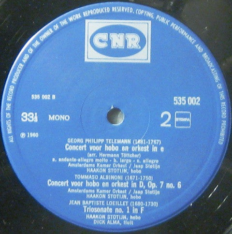 Haakon Stotijn, Jaap Stotijn, Amsterdams Kamerorkest : Marcello-Cimarosa-Telemann-Albinoni-Loeillet (LP, Mono)