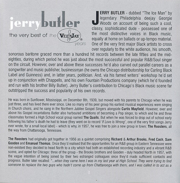 Jerry Butler : The Very Best Of The Vee-Jay Years (CD, Comp, RM, Dig)