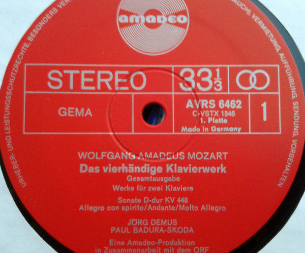 Wolfgang Amadeus Mozart - Jörg Demus, Paul Badura-Skoda : Das Vierhändige Klavierwerk - Gesamtausgabe (4xLP, Album + Box)