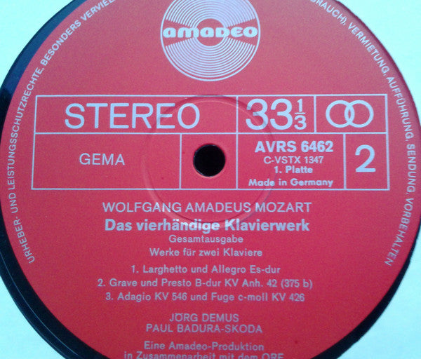Wolfgang Amadeus Mozart - Jörg Demus, Paul Badura-Skoda : Das Vierhändige Klavierwerk - Gesamtausgabe (4xLP, Album + Box)