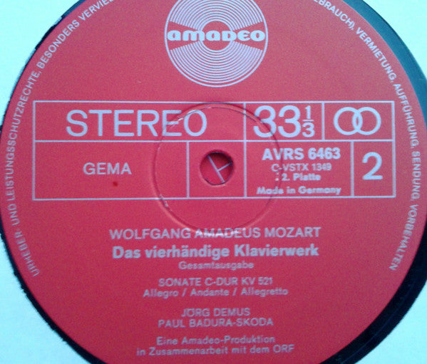 Wolfgang Amadeus Mozart - Jörg Demus, Paul Badura-Skoda : Das Vierhändige Klavierwerk - Gesamtausgabe (4xLP, Album + Box)