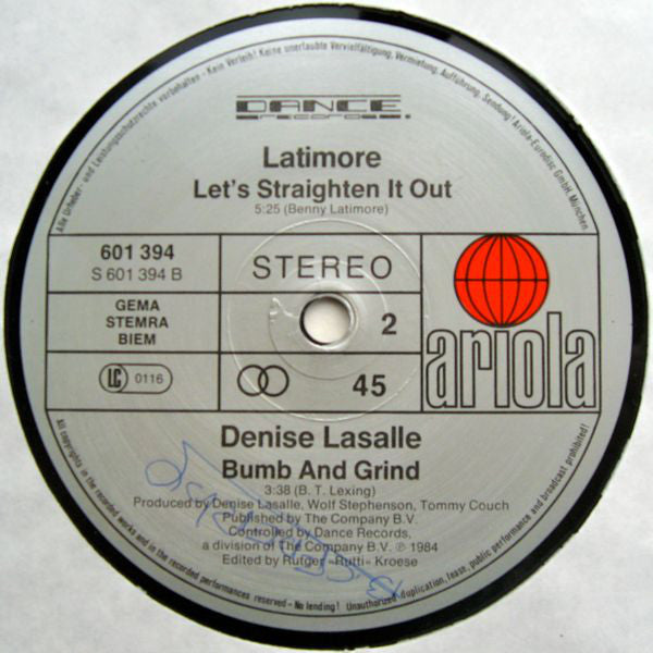 Denise Lasalle And Latimore (2) : Right Place, Right Time (12")