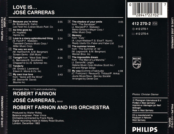 José Carreras : Love Is... (CD, Album, RE)